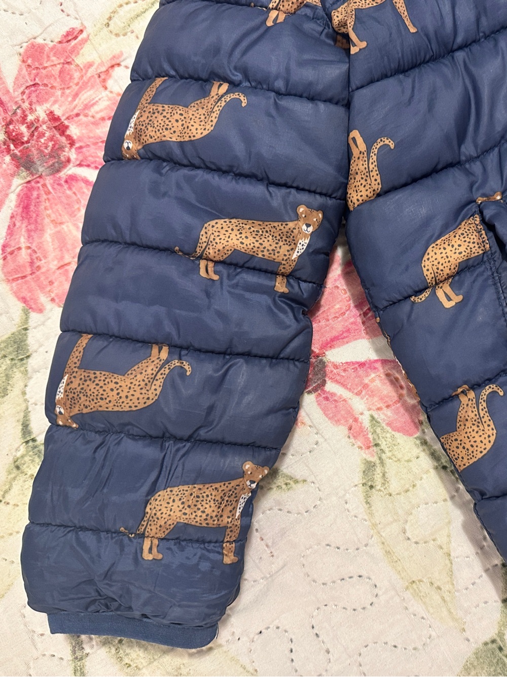 Rise Little Earthling Navy Leopard Print Puffer Jacket Size 2T / 3T Toddler - Picture 2 of 10